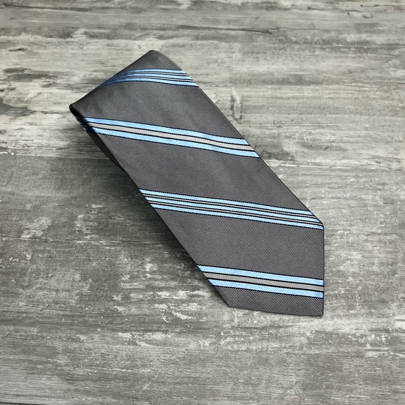 Brooks Brothers Other - Brooks Brothers Grey w/ Blue & Silver Stripe Silk Tie